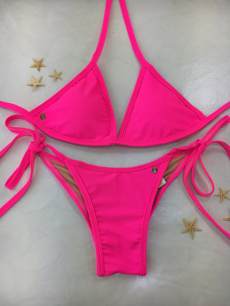 Custom Ravish Tie String bikini Request Any Color Fabric (SUIT SOLD PER PIECE OR SET, price varies) Neon Pink