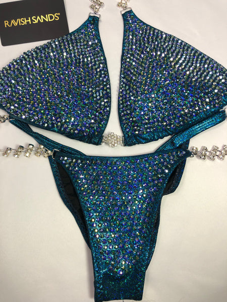 Custom Competition Bikinis Multitone (green peacock)Color AB