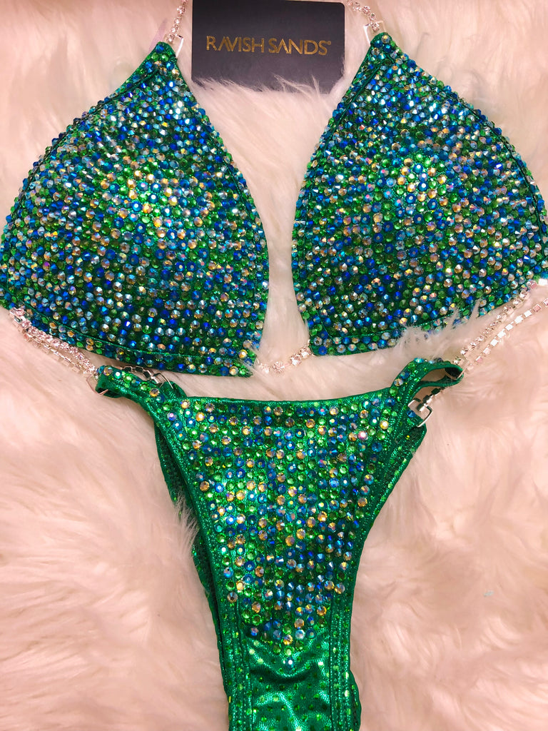 Custom Competition Bikinis Green  Molded cup