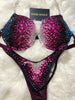 Custom Competition Bikinis Merlot fuchsia gradient Underwire Push up bra Wellness bikini