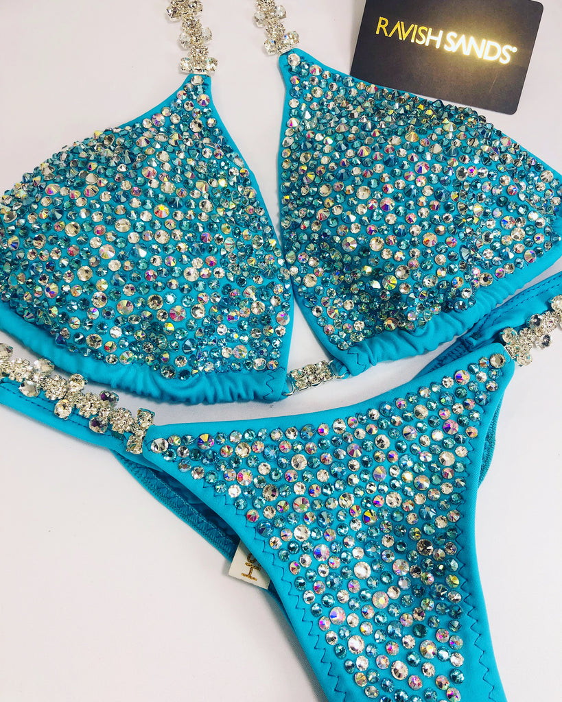 Custom Competition Bikinis Baby blue turquoise Confetti Bliss limited time $449