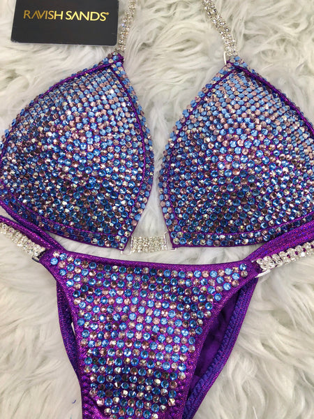 Custom Competition Bikinis Light sapphire lavender w/molded cup 