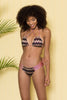 Gold Black Fuchsia Band Bikini Midcoverage cheeky(provide height and weight to size bottoms accordingly).