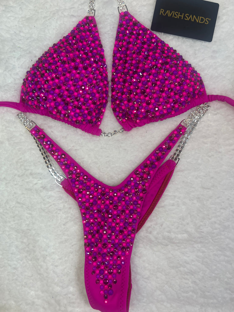 Custom Wellness competition bikinis magenta