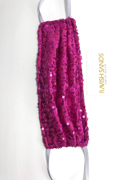Fuchsia sequin Hand Washable Face mask (not hospital grade)