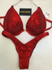 Custom Wellness/Euro cut Competition Bikinis Red Phenomenon Underwire Push up bra  (can be done regular style with connectors by request)