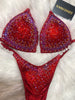 Custom Wellness competition bikini Red/red ab Elegance Molded cup