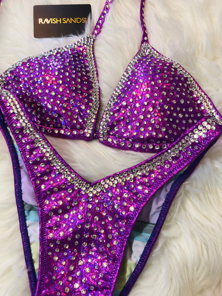 Custom Wellness/Euro cut Competition Bikinis purple