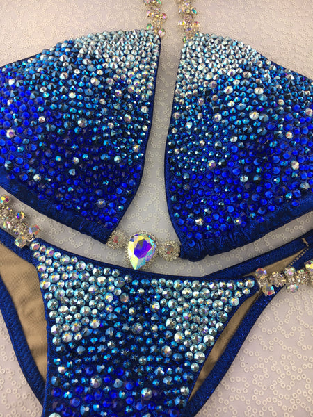 Custom Bubbles Diamond Princess Gradient Deluxe w/color crystal upgrade Competition Bikini