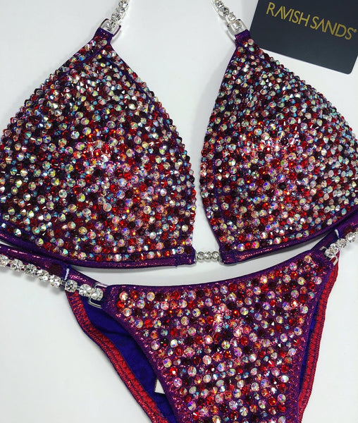 Custom Competition Bikinis Cranberry red  w/molded cup 
