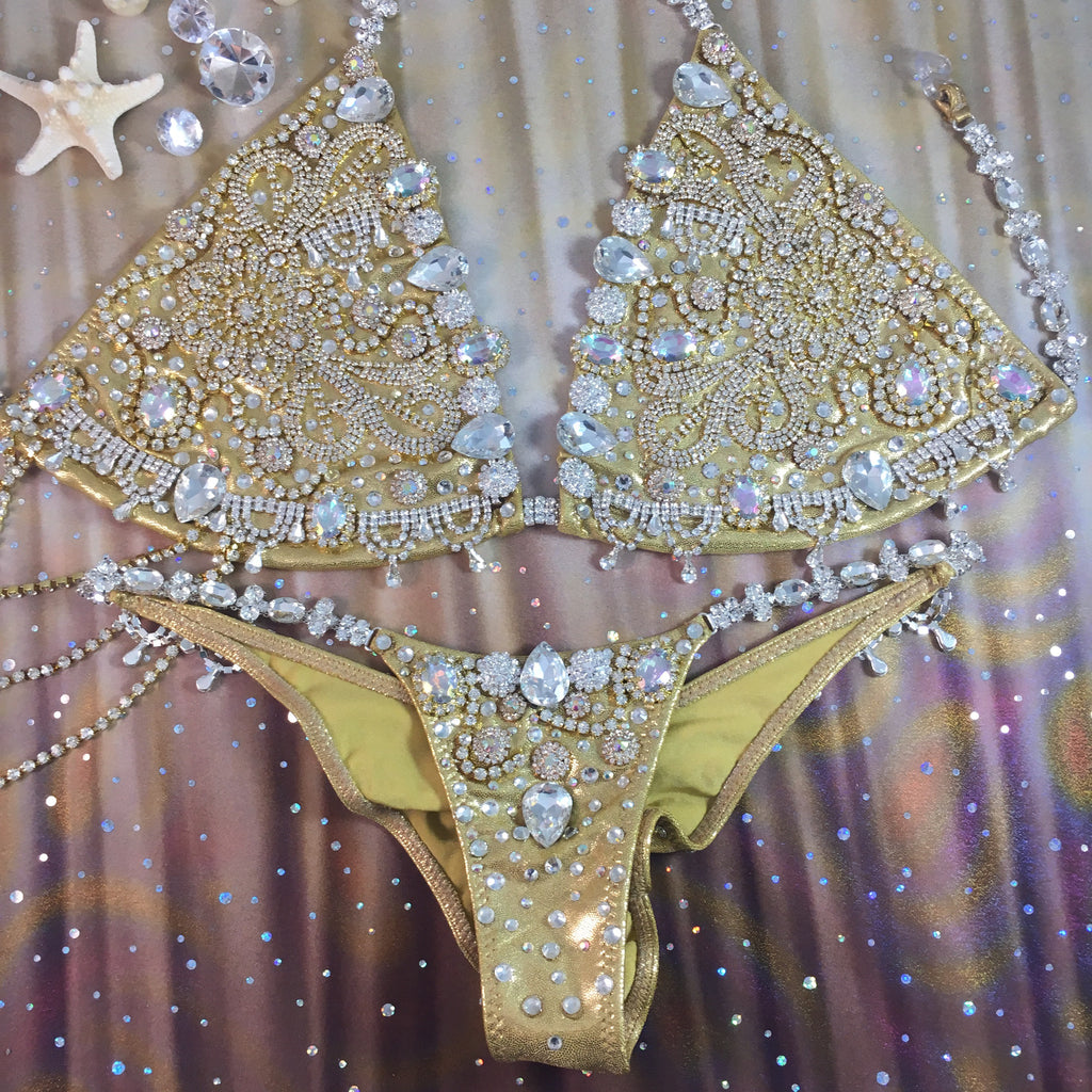 Triangle Style Gold Dazzling Themewear with wings $1148 or bikini only $749