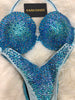 Custom Competition Bikinis “Elegance” Baby blue aqua Underwire Push up bra Wellness bikini