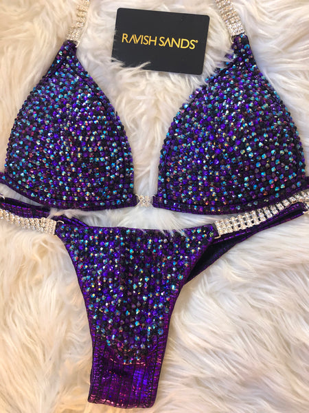 Custom Competition Bikinis purple siam  multi  Molded cup