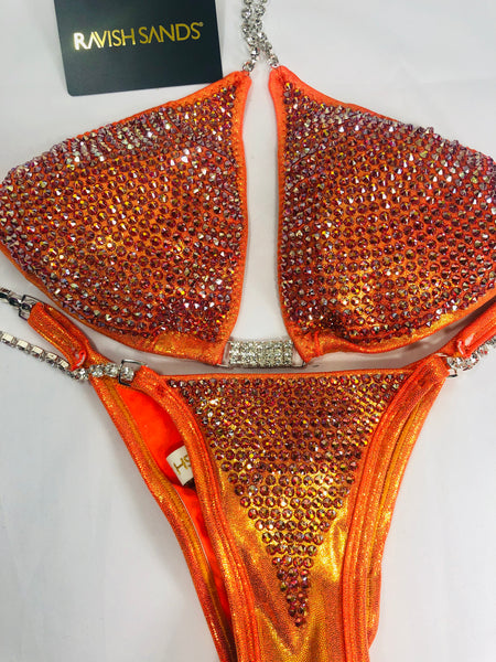 Custom Bling orange Luxe (ALL COLOR AB)Competition Bikini