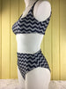 Charcoal Navy Blue Plunge neck 4:1 Flip It Reversible Highwaisted Bikini Pageant (NO Scrunch Butt)Quickship arnold