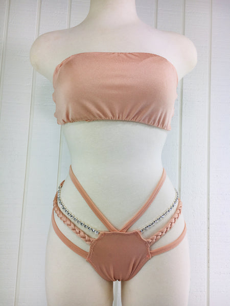 Custom  Rose/Champagne Multi String Bikini Custom Made to order***(SUIT SOLD PER PIECE OR SET, price varies)