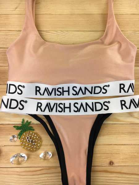 Custom Plunge Neck Bralette Ravish Sands Exclusive Logo Monogram band (Any color request welcome)***(SUIT SOLD PER PIECE OR SET, price varies)