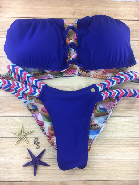 Custom Cupcakes Criss Cross Reversible Flip Its top with fishtail Braid bottoms ***(SUIT SOLD PER PIECE OR SET, price varies)
