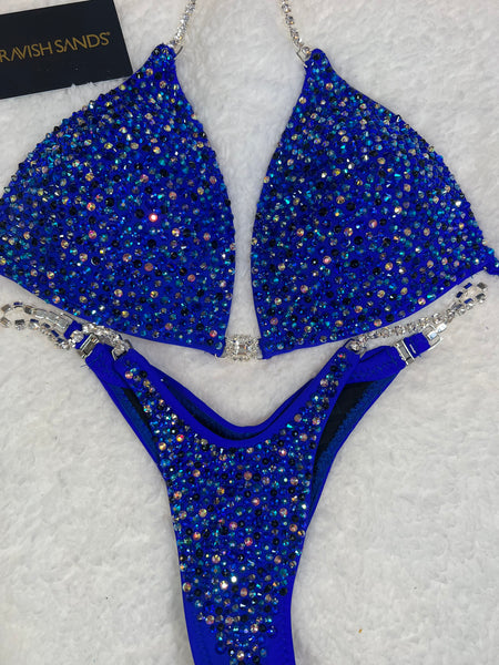 Custom competition bikini royal blue matte