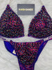 Custom competition bikini Mermaid cranberry DELUXE Luxe W/Color crystals Competition Bikini  and molded cup Included