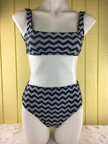 Charcoal Navy Blue Plunge neck 4:1 Flip It Reversible Highwaisted Bikini Pageant (NO Scrunch Butt)Quickship arnold