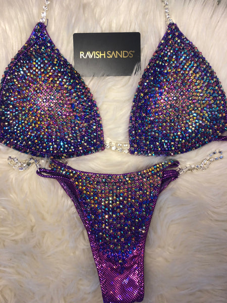 Custom Competition Bikinis “Elegance” fuchsia purple  Molded cup