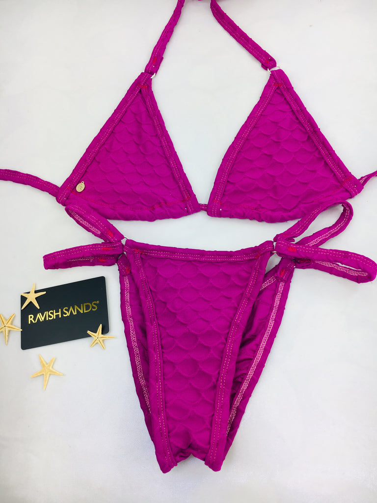 Custom Limited Edition Embossed print with Rhinestone embellishment (teal, black, or fuchsia option) MultiString bikini ***(SUIT SOLD PER PIECE OR SET, price varies)