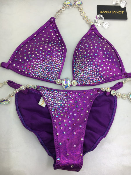 Custom Competition Bikinis Purple Aurora Nights Molded cup included